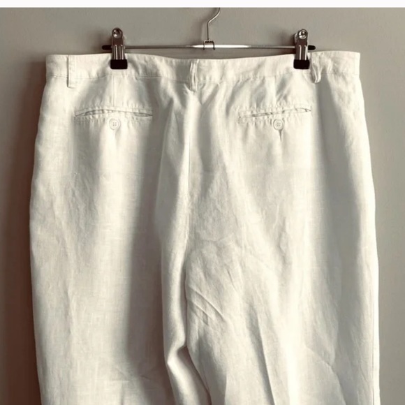 Nine West NWT Slouchy Cyndi white linen wide leg lagenlook trouser pant size 16 - Picture 7 of 16